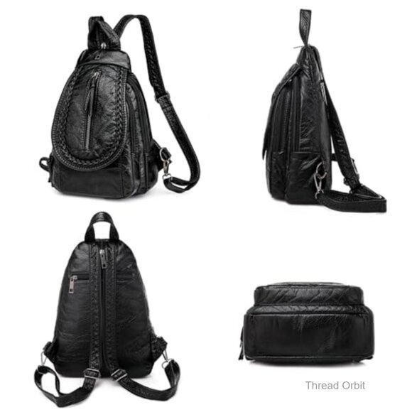 Vintage Embroidered PU Leather Backpack Purse Small Travel Bag Chest Pack